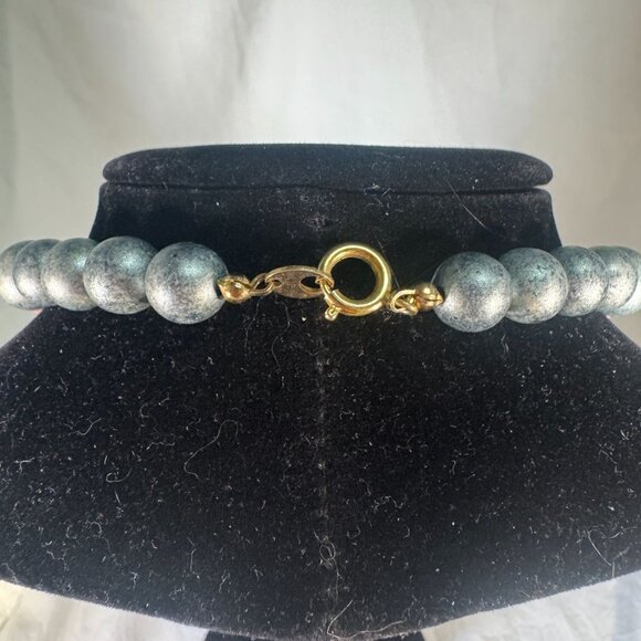 Vintage Handmade porcelain & bead Necklace With Floral Pendant From Japan - Picture 5 of 11